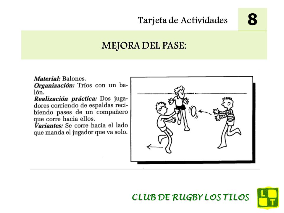 8 Tarjeta de Actividades MEJORA DEL PASE: CLUB DE RUGBY LOS TILOS