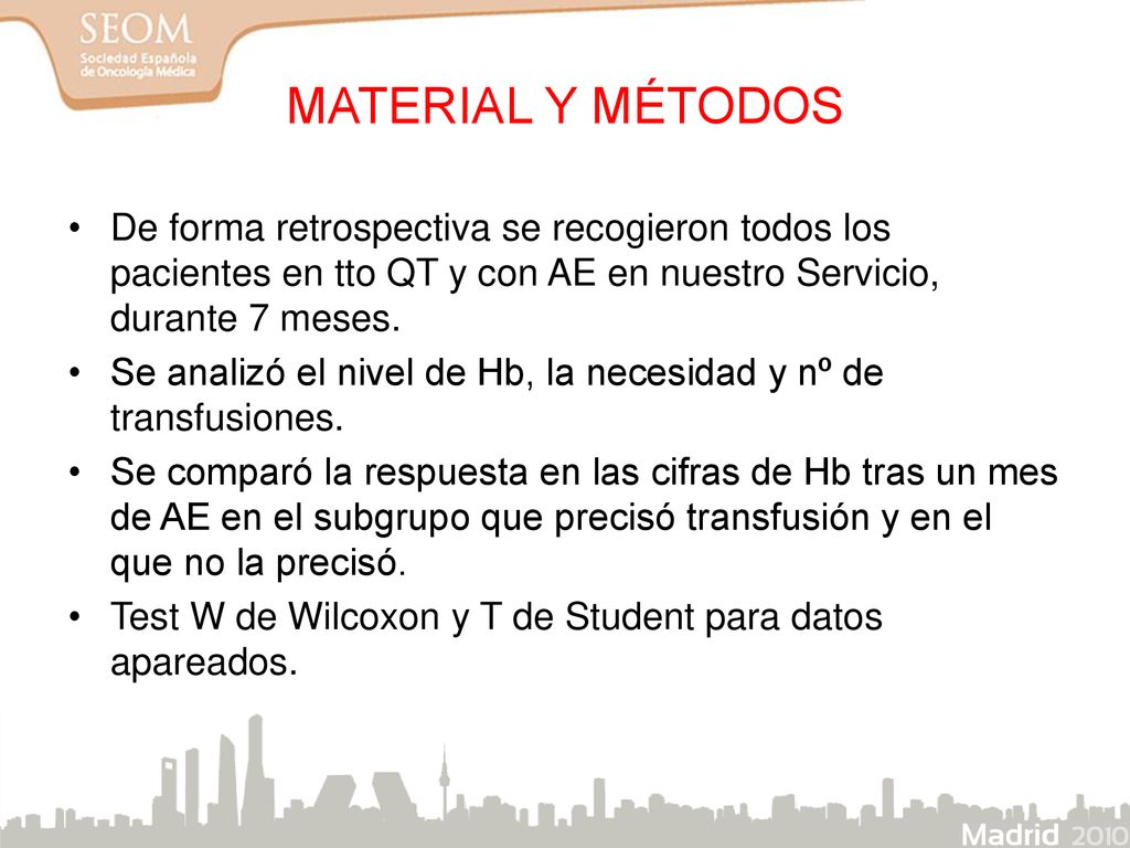 MATERIAL Y MÉTODOS De forma retrospectiva se recogieron todos los pacientes en tto QT y con AE en nuestro Servicio, durante 7 meses.