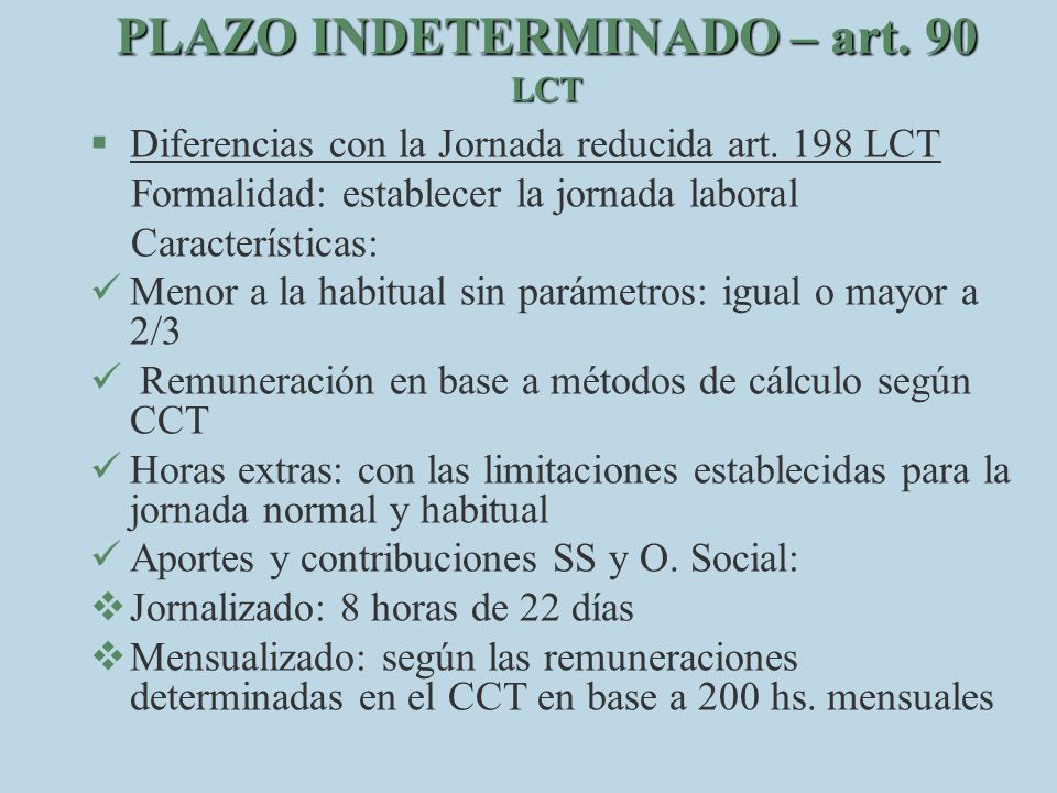 PLAZO INDETERMINADO – art. 90 LCT