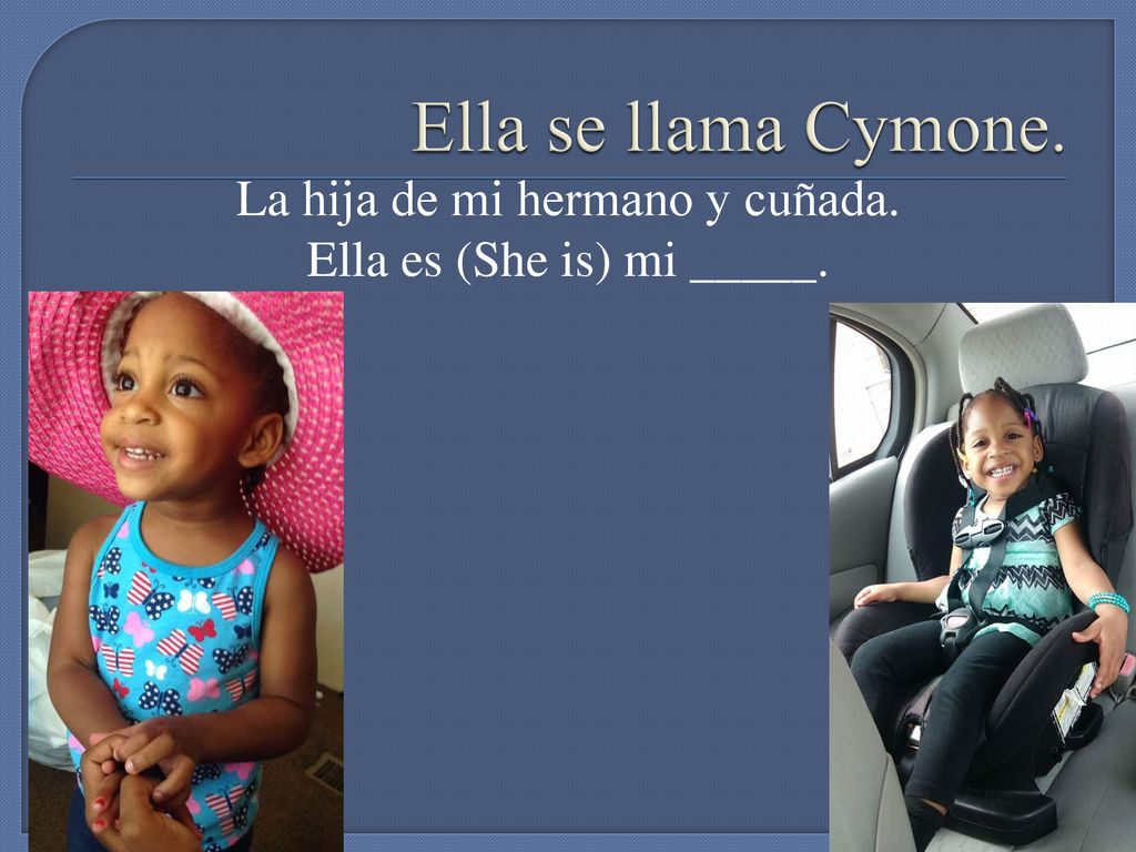 La hija de mi hermano y cuñada. Ella es (She is) mi _____.