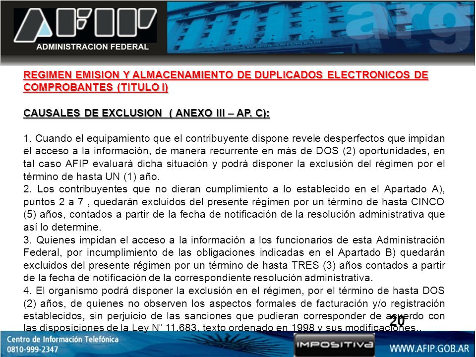 REGIMEN EMISION Y ALMACENAMIENTO DE DUPLICADOS ELECTRONICOS DE COMPROBANTES (TITULO I)