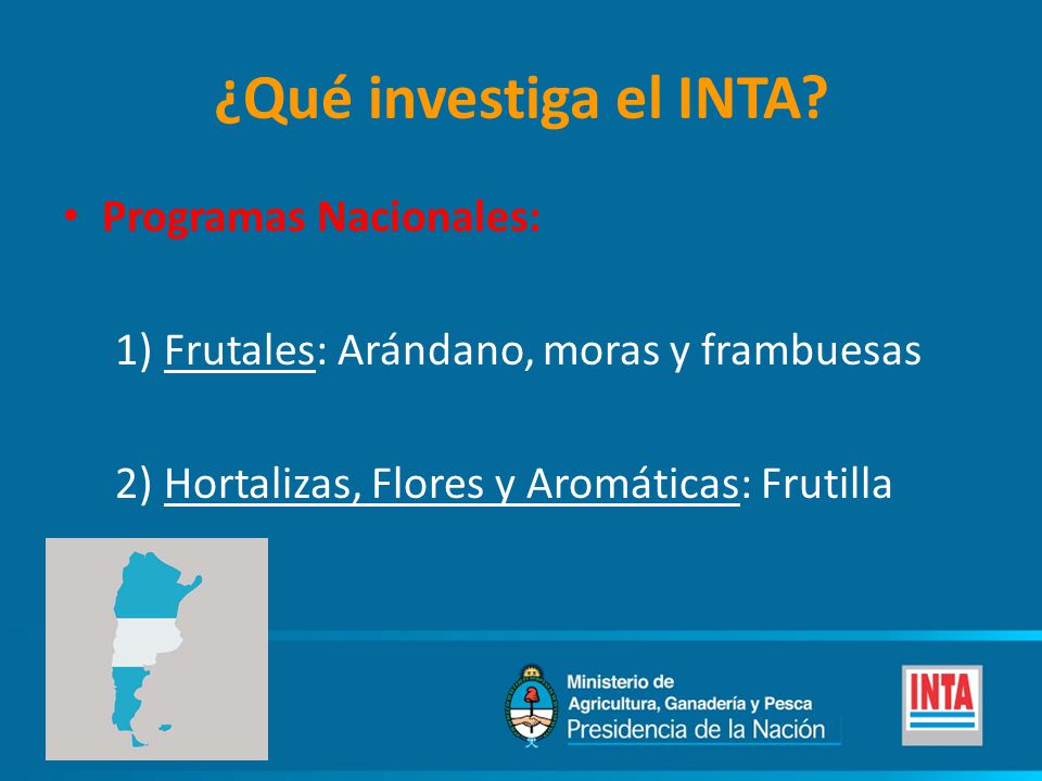 ¿Qué investiga el INTA Programas Nacionales: