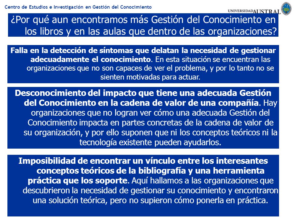 ¿Por qué aun encontramos más Gestión del Conocimiento en los libros y en las aulas que dentro de las organizaciones