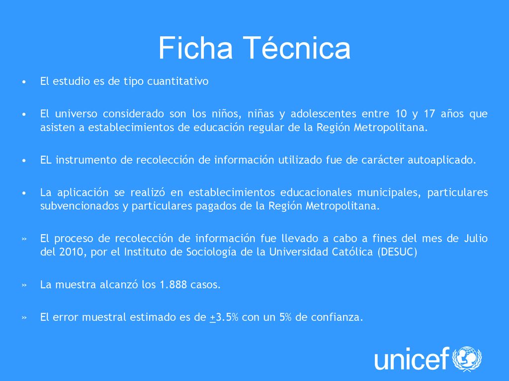Ficha Técnica El estudio es de tipo cuantitativo