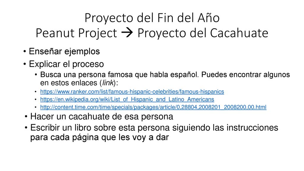 Proyecto del Fin del Año Peanut Project  Proyecto del Cacahuate