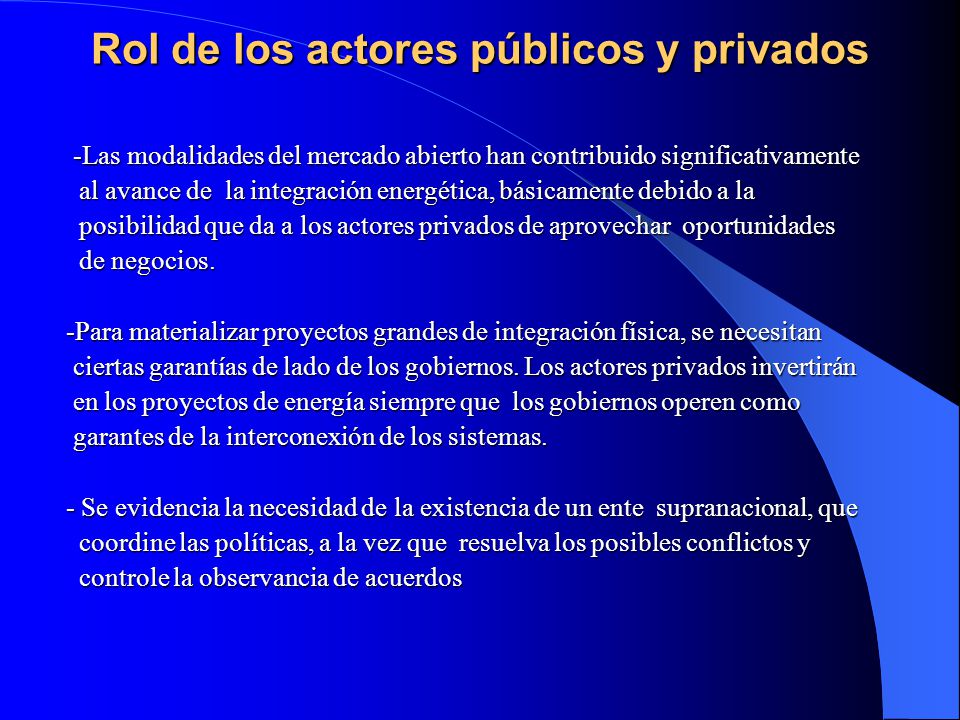 Rol de los actores públicos y privados