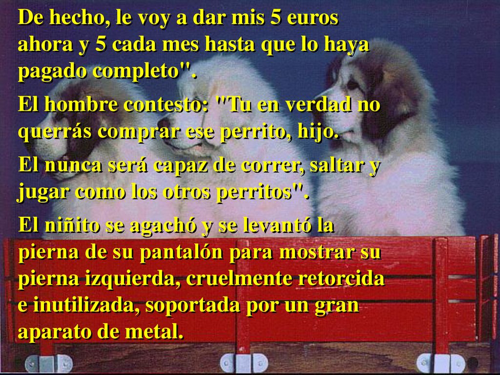 De hecho, le voy a dar mis 5 euros ahora y 5 cada mes hasta que lo haya pagado completo .
