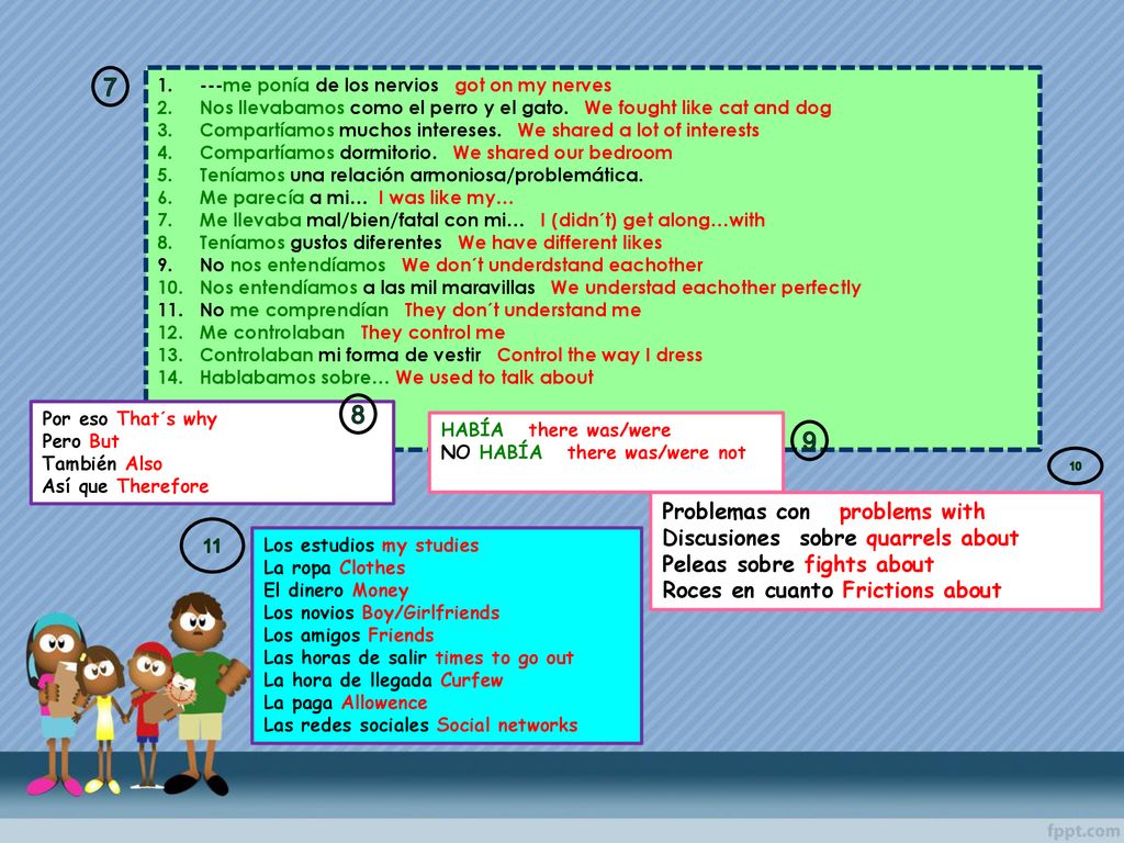 7 8 9 Problemas con problems with Discusiones sobre quarrels about