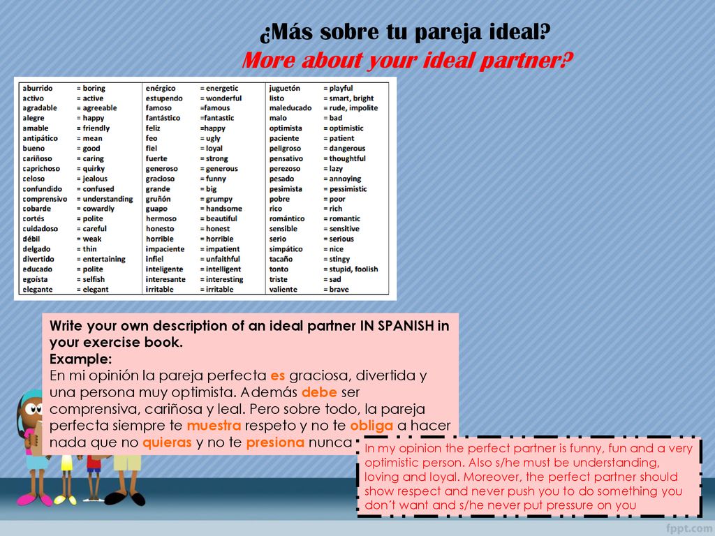 ¿Más sobre tu pareja ideal More about your ideal partner