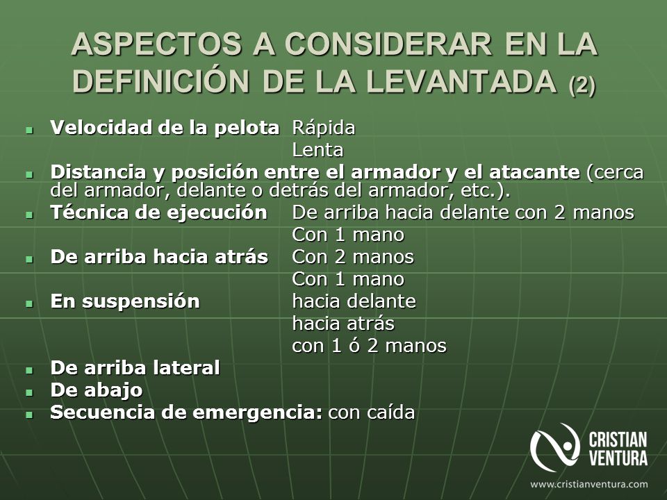 ASPECTOS A CONSIDERAR EN LA DEFINICIÓN DE LA LEVANTADA (2)