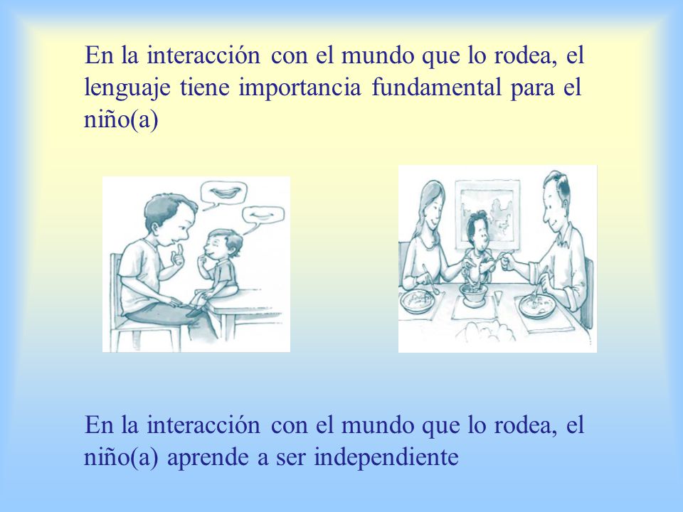 En la interacción con el mundo que lo rodea, el lenguaje tiene importancia fundamental para el niño(a)