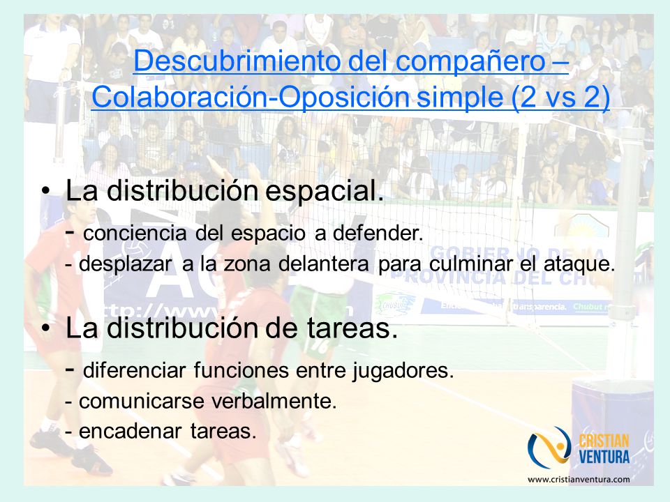 Descubrimiento del compañero – Colaboración-Oposición simple (2 vs 2)