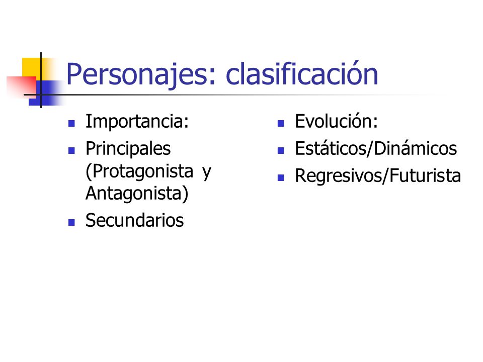 Personajes: clasificación
