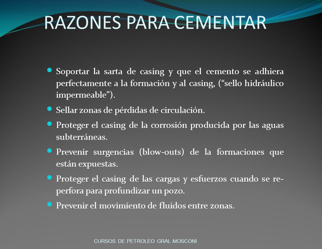 RAZONES PARA CEMENTAR