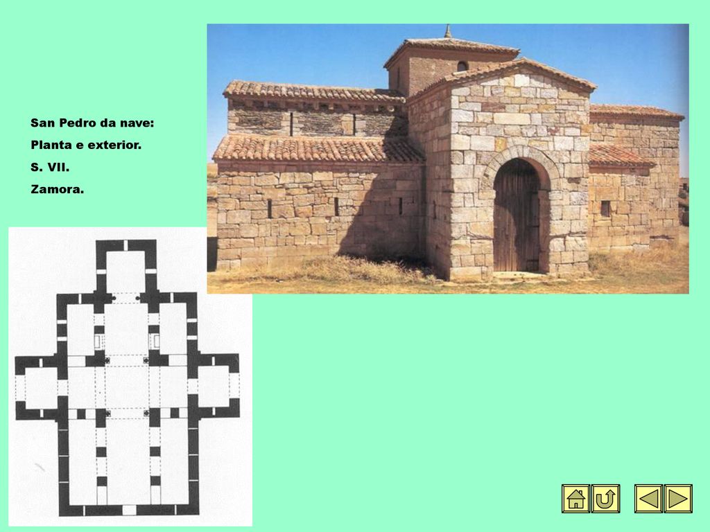 San Pedro da nave: Planta e exterior. S. VII. Zamora.