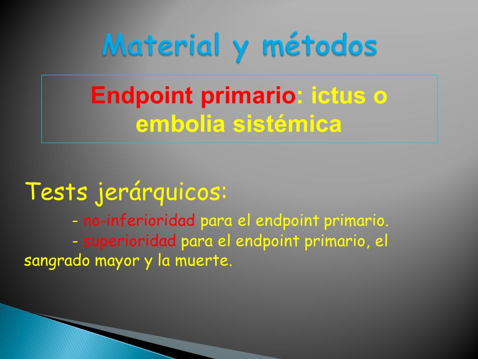 Endpoint primario: ictus o embolia sistémica