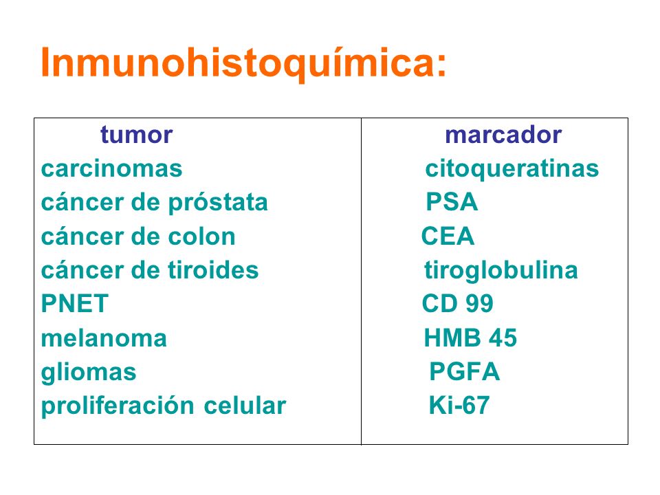 Inmunohistoquímica: tumor marcador carcinomas citoqueratinas