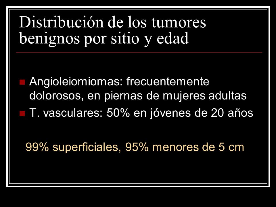 Distribución de los tumores benignos por sitio y edad