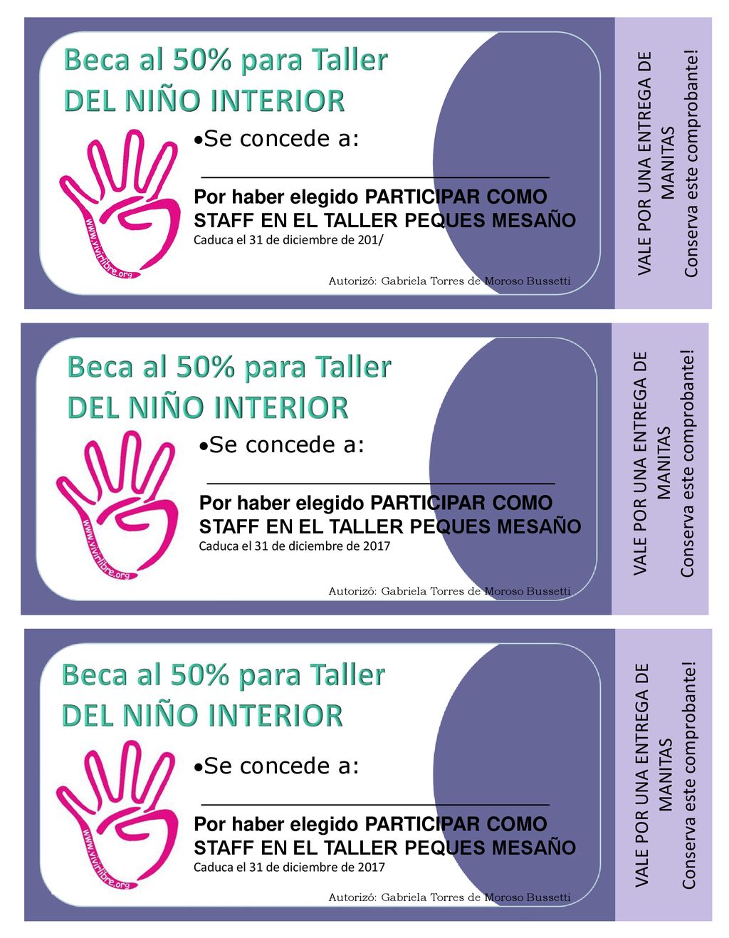 Beca al 50% para Taller DEL NIÑO INTERIOR Beca al 50% para Taller
