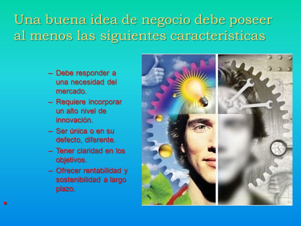Una buena idea de negocio debe poseer al menos las siguientes características