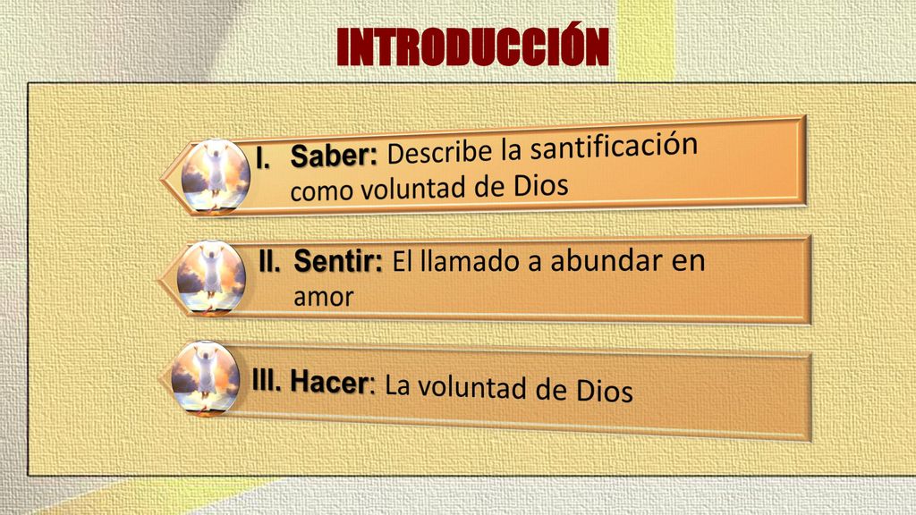 INTRODUCCIÓN I. Saber: Describe la santificación como voluntad de Dios