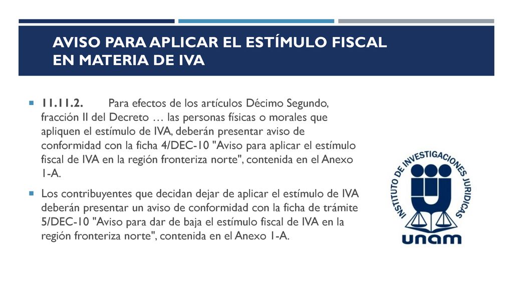 Aviso para aplicar el estímulo fiscal en materia de IVA