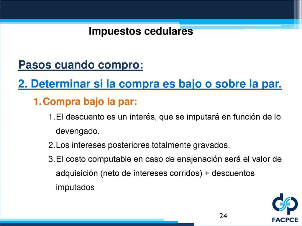 2. Determinar si la compra es bajo o sobre la par.