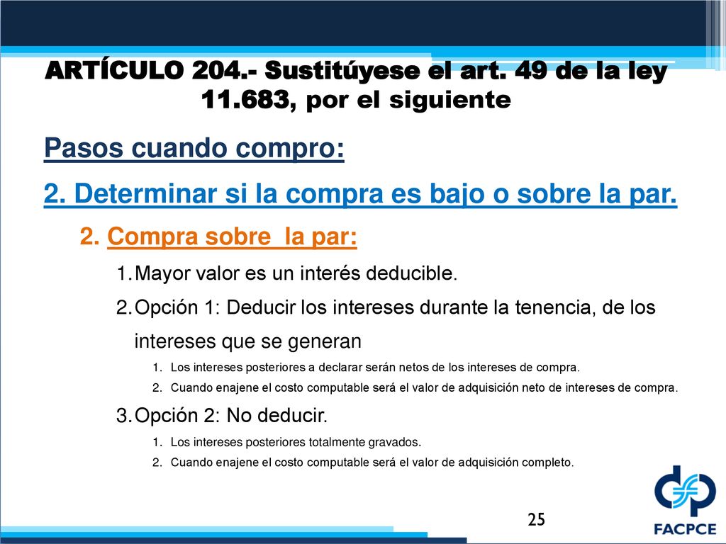 2. Determinar si la compra es bajo o sobre la par.
