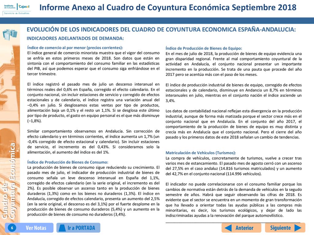 Informe Anexo al Cuadro de Coyuntura Económica Septiembre 2018