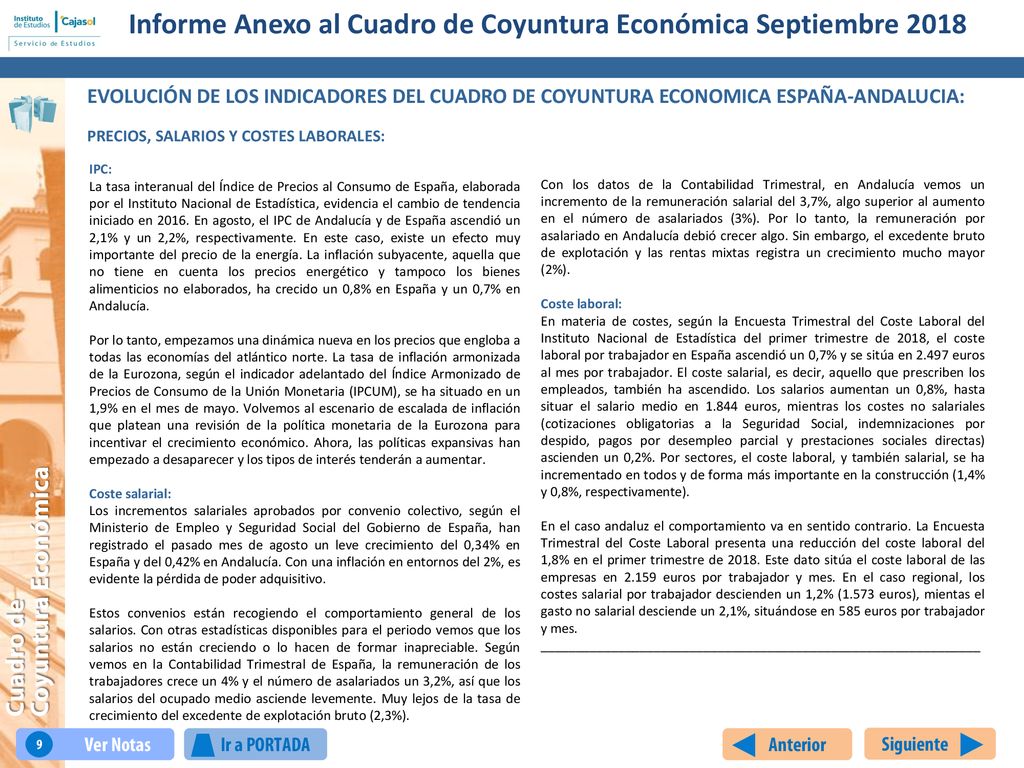 Informe Anexo al Cuadro de Coyuntura Económica Septiembre 2018