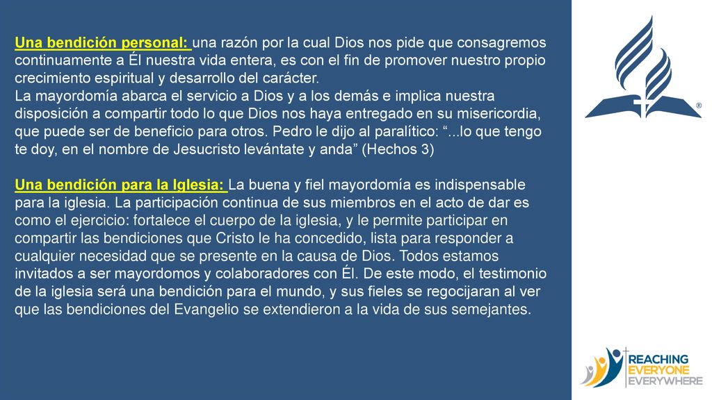 Una bendición personal: una razón por la cual Dios nos pide que consagremos continuamente a Él nuestra vida entera, es con el fin de promover nuestro propio crecimiento espiritual y desarrollo del carácter.