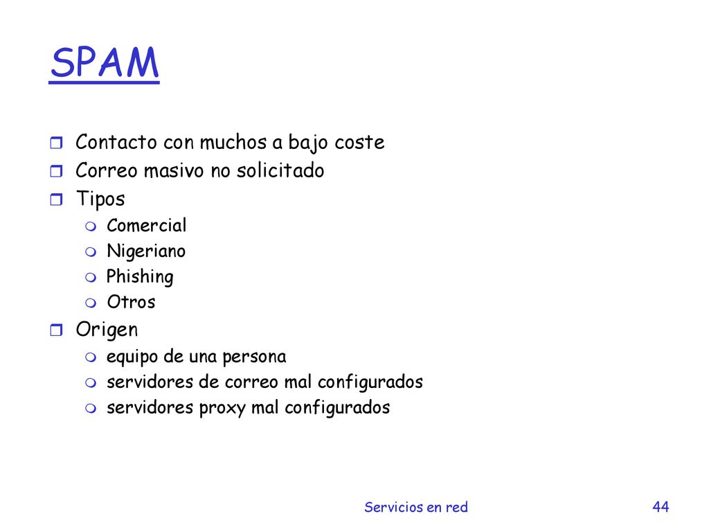 SPAM Contacto con muchos a bajo coste Correo masivo no solicitado