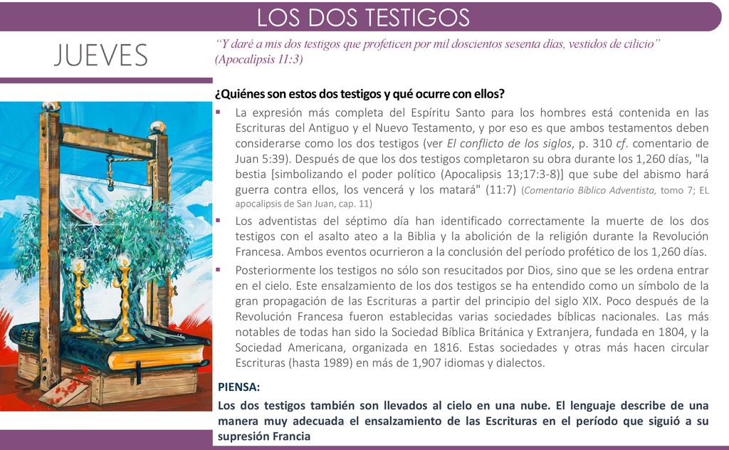 LOS DOS TESTIGOS Y daré a mis dos testigos que profeticen por mil doscientos sesenta días, vestidos de cilicio (Apocalipsis 11:3)