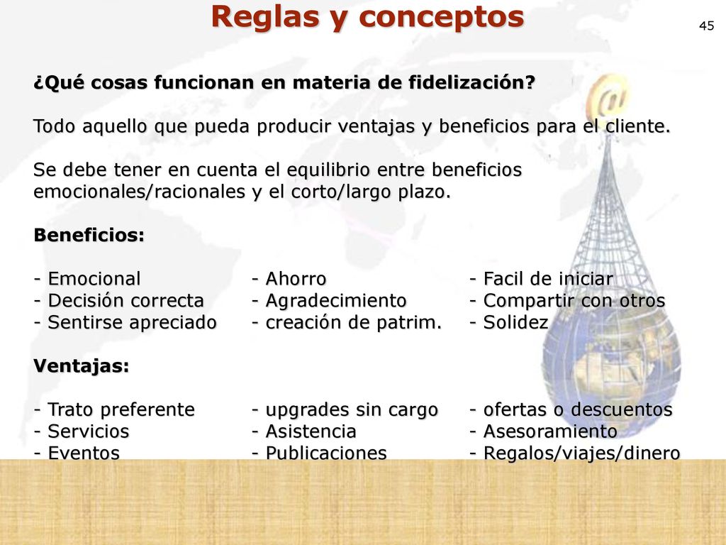 Reglas y conceptos ¿Qué cosas funcionan en materia de fidelización