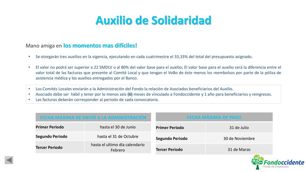 Auxilio de Solidaridad FECHA MÁXIMA DE ENVIÓ A LA ADMINISTRACIÓN