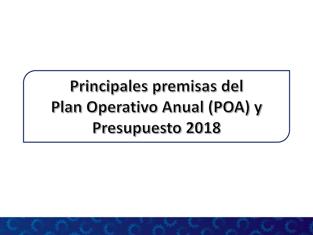Principales premisas del Plan Operativo Anual (POA) y Presupuesto 2018