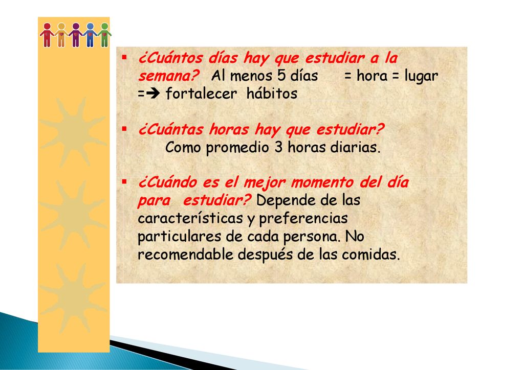 ¿Cuántos días hay que estudiar a la semana. Al menos 5 días