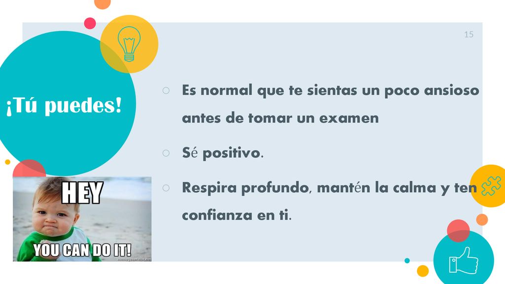Es normal que te sientas un poco ansioso antes de tomar un examen