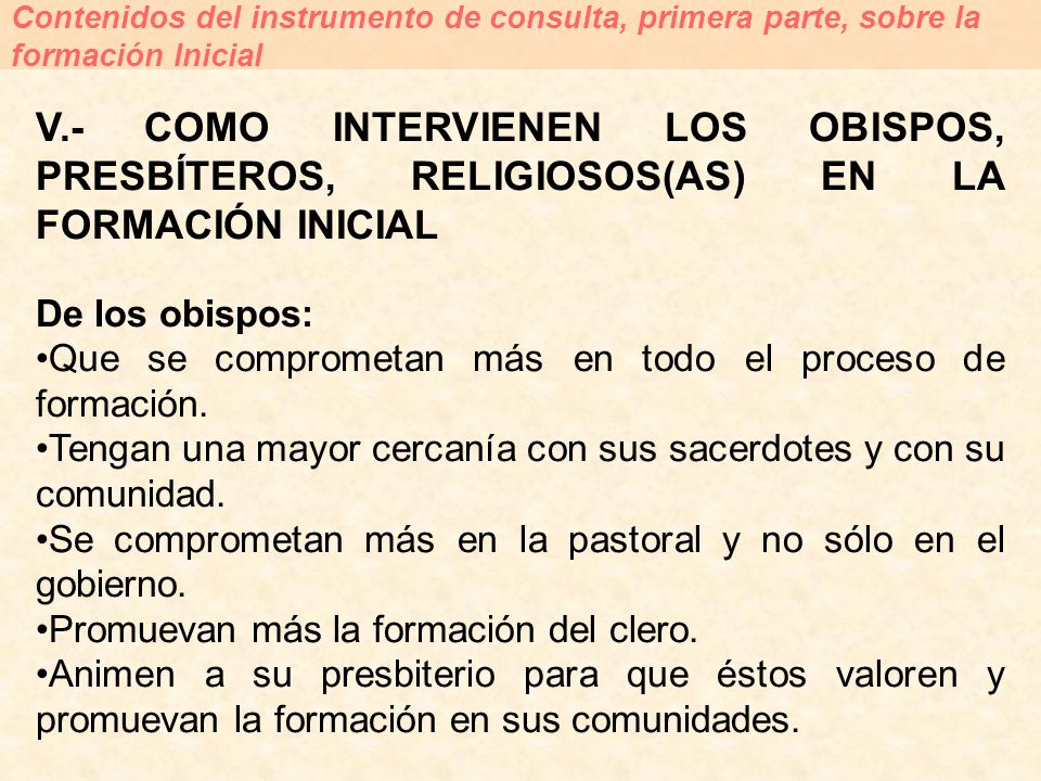 Contenidos del instrumento de consulta, primera parte, sobre la formación Inicial