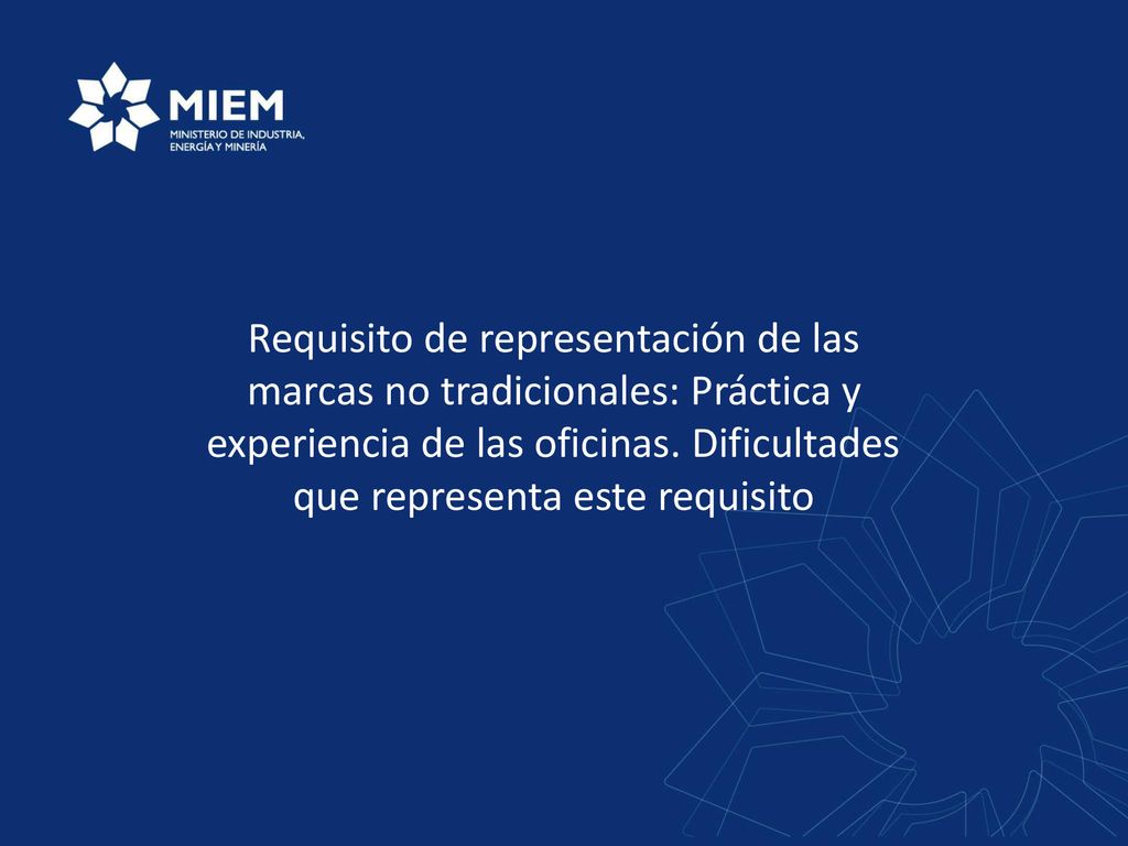 Requisito de representación de las marcas no tradicionales: Práctica y experiencia de las oficinas.