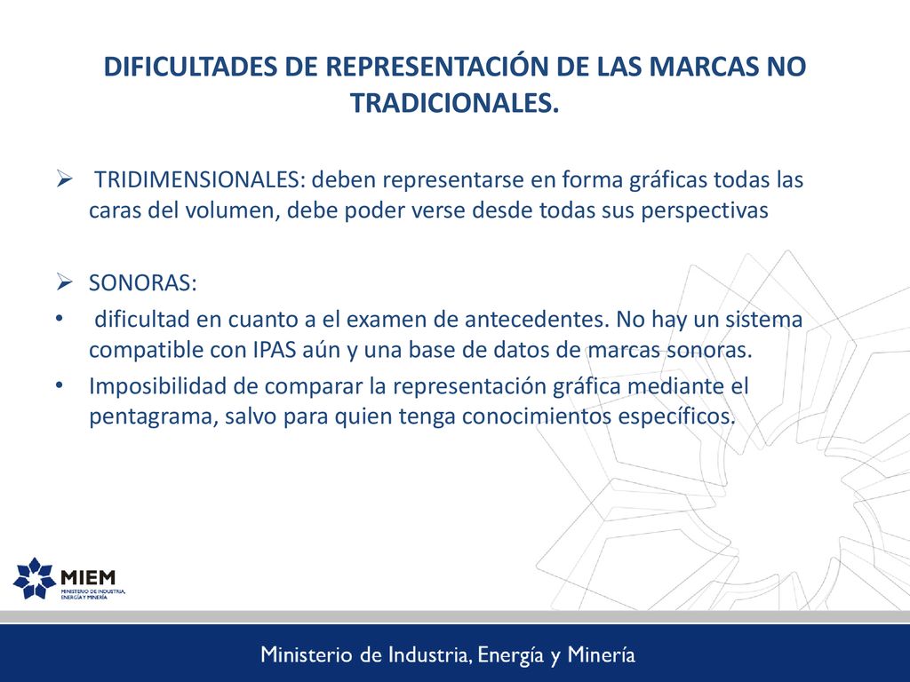 DIFICULTADES DE REPRESENTACIÓN DE LAS MARCAS NO TRADICIONALES.