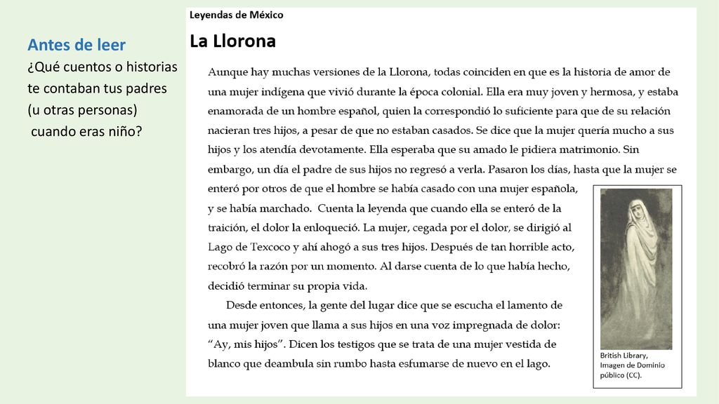 Antes de leer ¿Qué cuentos o historias te contaban tus padres