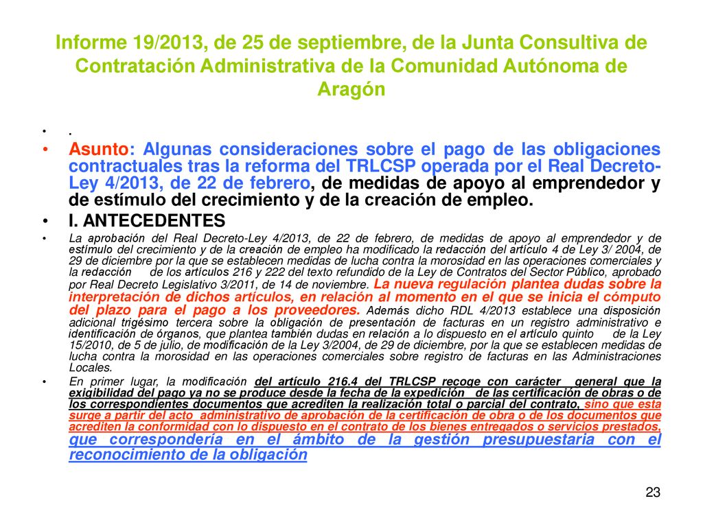 Informe 19/2013, de 25 de septiembre, de la Junta Consultiva de Contratación Administrativa de la Comunidad Autónoma de Aragón