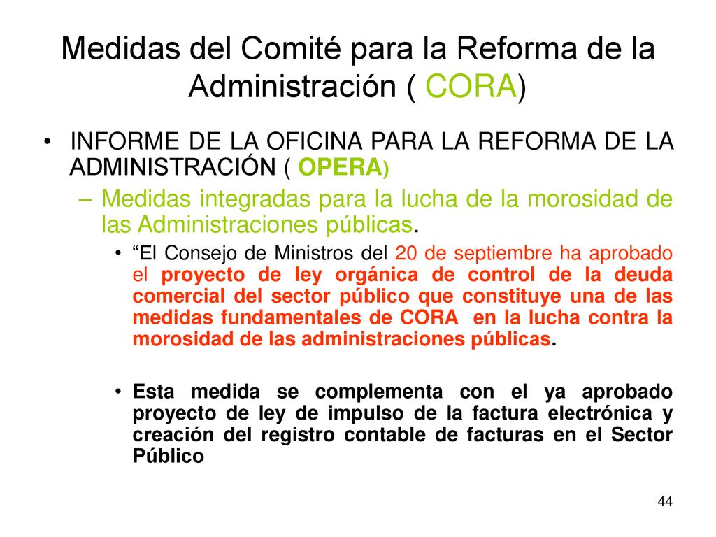 Medidas del Comité para la Reforma de la Administración ( CORA)