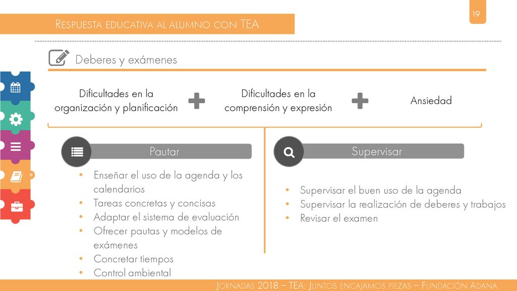     Respuesta educativa al alumno con TEA Deberes y exámenes