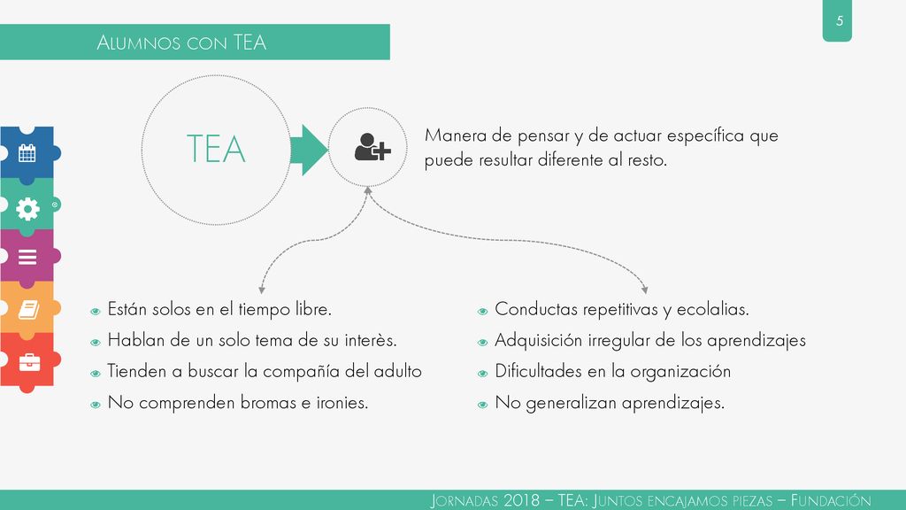 Alumnos con TEA TEA.  Manera de pensar y de actuar específica que puede resultar diferente al resto.