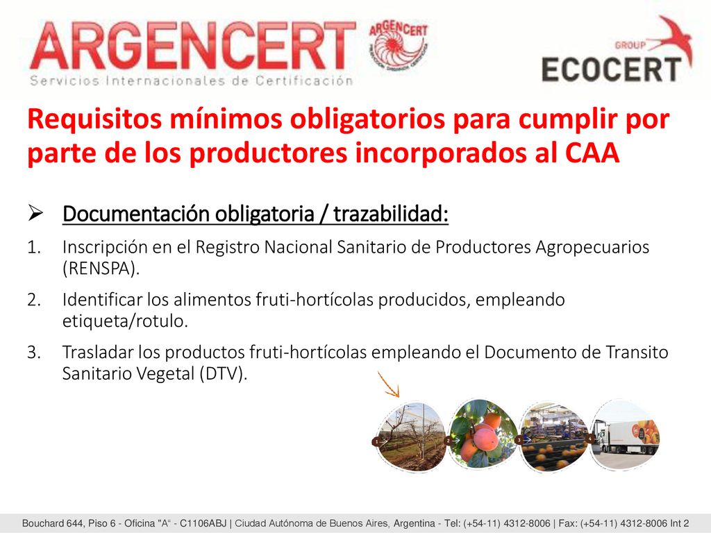 Requisitos mínimos obligatorios para cumplir por parte de los productores incorporados al CAA