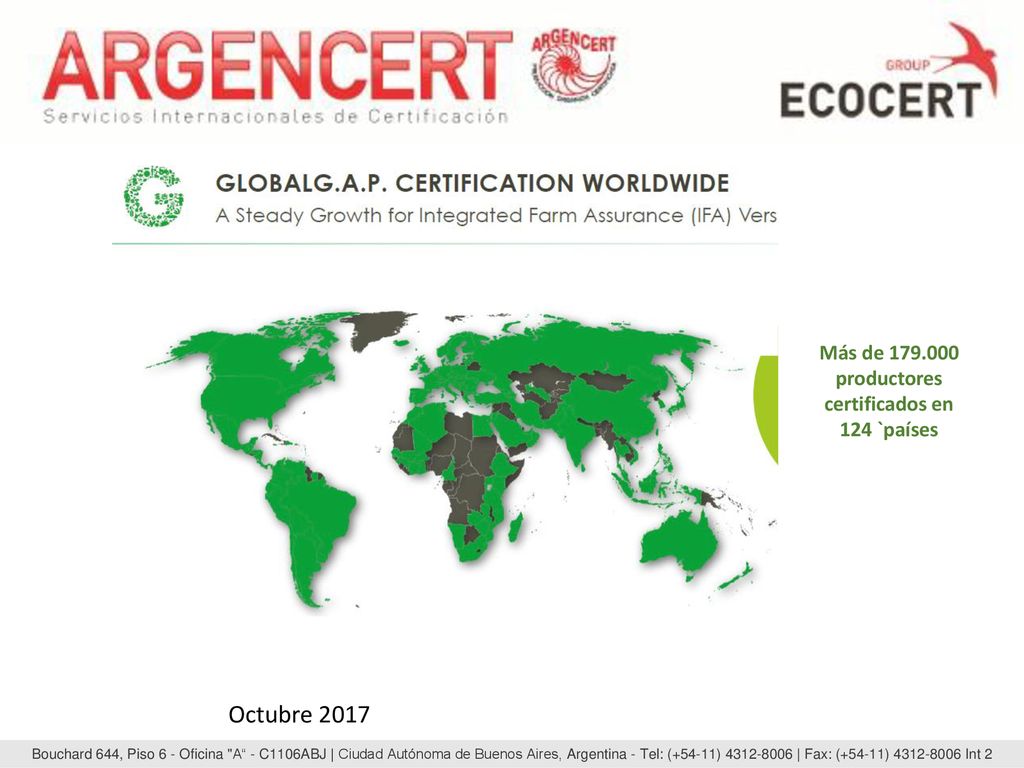 Más de productores certificados en 124 `países