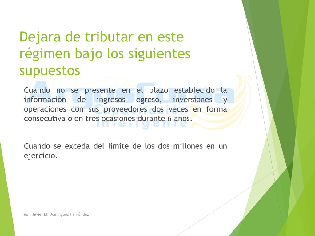 Dejara de tributar en este régimen bajo los siguientes supuestos