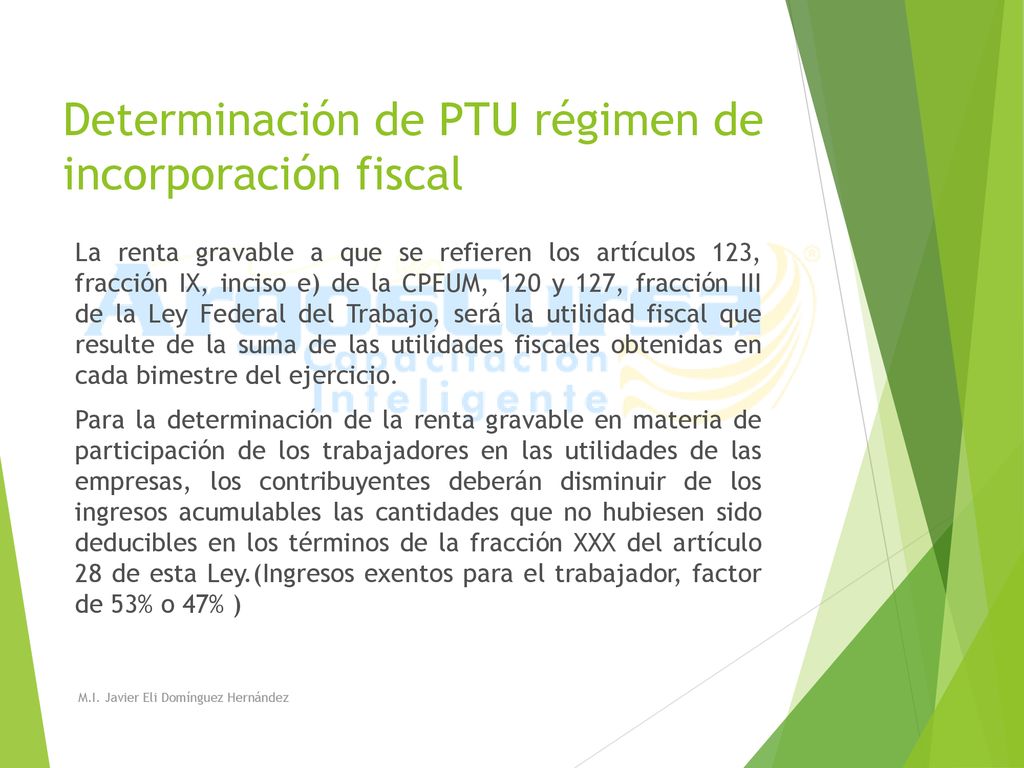 Determinación de PTU régimen de incorporación fiscal